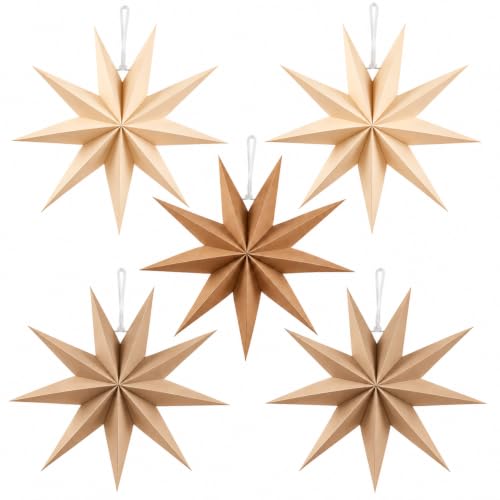 Kizozo Papiersterne Weihnachten 5er Set, Papiersterne zum aufhängen...