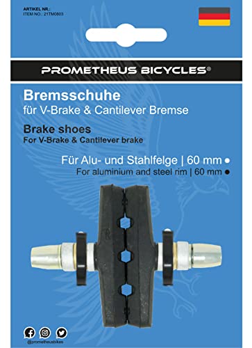 PROMETHEUS BICYCLES® Zapatas de Freno de Bicicleta para Freno en V y Freno Cantilever, Juego de 2...