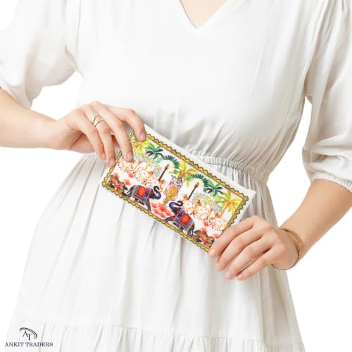 Image of Traditional Embroidered Zipper Purse for Women | Return Gifts for Baby Shower, Haldi, Mehendi, Wedding | Multicolor Ethnic Pouch Set
