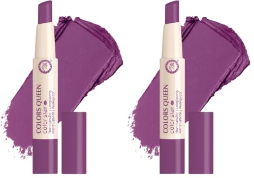 Image of Colors Queen Color Stay Matte Lipstick | Highly Pigmented with Smooth One Swipe Application | Ultra Matte Finish | Smudge Proof & Waterproof | Long Lasting Lipstick for Women (Deep Plum, 2.1 g (Pack of 2))