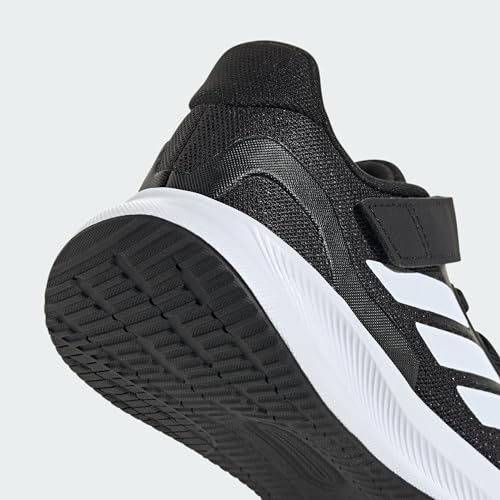 adidas Run Falcon 5 Elastic Lace & Strap Sneaker, Core Black/White/White, 13 US Unisex Little Kid4