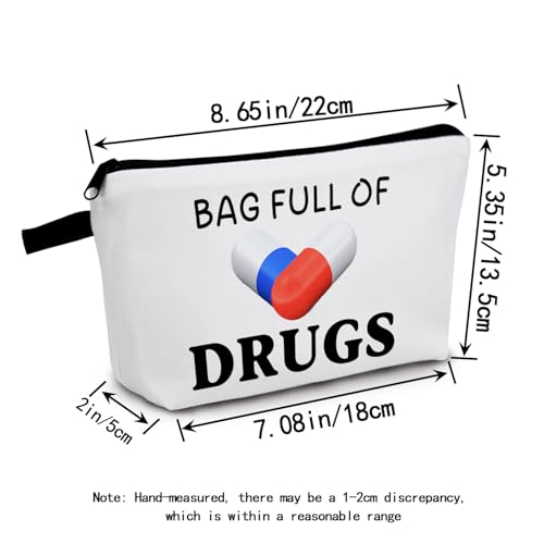 MoCaliduccious Funny Pill Medicine Bags Nurse Practitioner Gifts for Women Full of Drugs Pill Case Organizer Makeup Cosmetic Travel Bag Multifunction Pouch Gifts for Patient Women Girls Friend