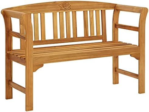 VidaXL Teak Massiv Gartenbank Mit Weinroter Auflage Produktbild-Vorschau 3