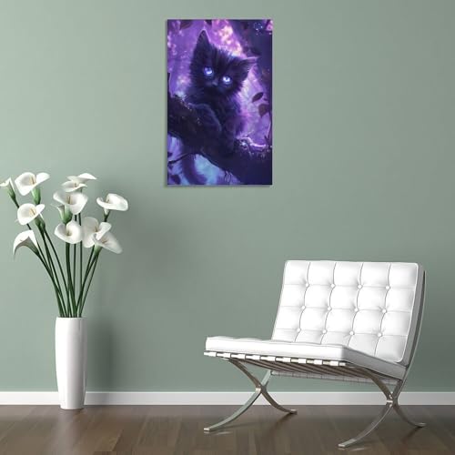Toile murale chat violet POLIUAWS decoration murale salon 30x45cm