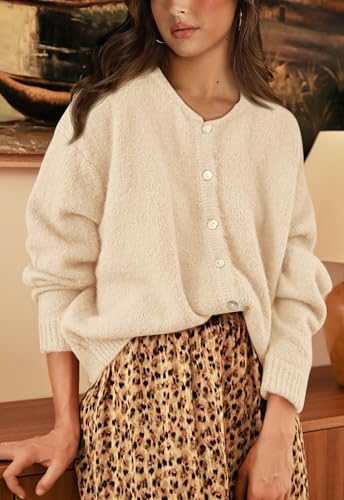 Image of PRETTYGARDEN Long Sleeve Crewneck Button Down Womens Sweaters Fall Open Front Chunky Cardigan Sweaters for Women 2026