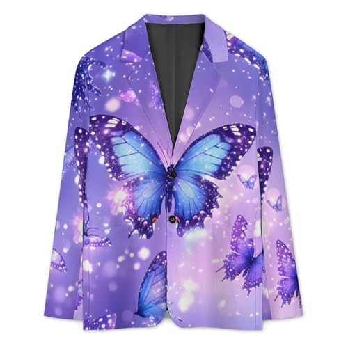 Butterfly Stars Men's Slim Suit Long-Sleeve Prom Tuxedo Classic Two Button Business Jacket3