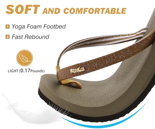 Image of KuaiLu Flip Flops for Women with Arch Support Summer Beach Thong Sandals