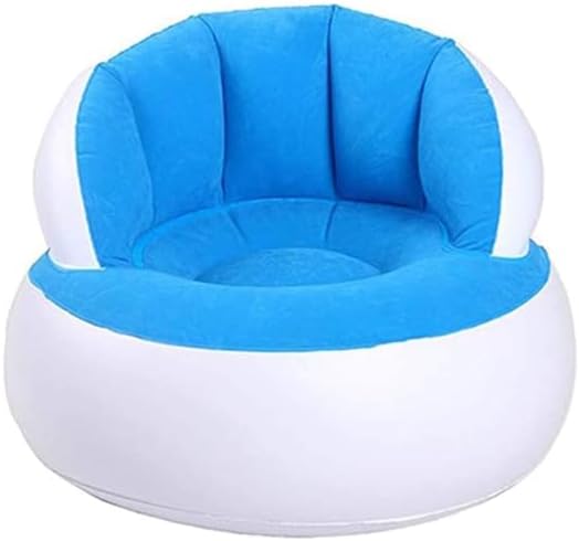 COMFET Inflatable Sofa With Backrest (foot pumb), Flocking Folding Air Sofa Chair, Portable Outdoor Inflatable Lazy Sofa for Camping, Travel, Backyard, Reading, Game/Living room (ADULT SIZE)(BLUE)