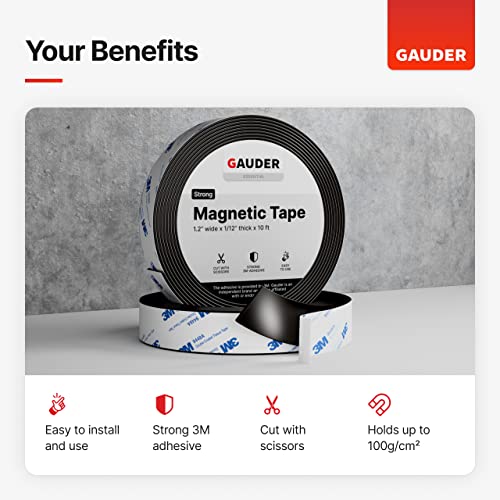 Gauder Strong Magnetic Tape Self Adhesive (3.3 Feet Long X 1.2 Inch Wide) | Magnetic Strips With Adhesive Backing | Magnet Roll #TOP1