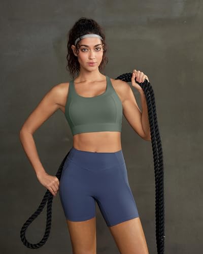 Image of RUNNING GIRL Sports Bra for Women High Support,Strappy Running Supportive High Impact Sports Bras with Sewn in Pads