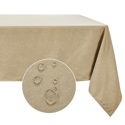 Deconovo Abwaschbar Tischdecke Outdoor Gartentische Tischtuch Taupe – Ansicht 2