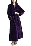 YAOMEI Unisex Damen Herren Morgenmantel Bademäntel Lang, Weich u. Leicht Korallenvlies Nachtwäsche Nachthemd Robe Negligee locker Schlafanzug, Reißverschluss & Taschen (Medium, Lila)