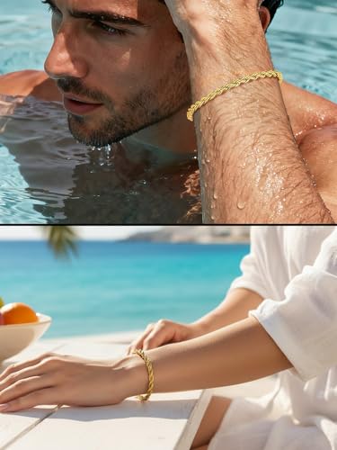 Pulsera de cadena cuerda 4mm para hombre y mujer miniatura 2