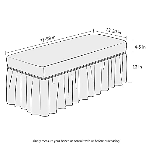 Imonofit 3D Spandex Seersucker Bench Covers For Dining Room, Soft Stretch Upholstered Bench Seat Slipcover For Living Room, Kitchen And Bedroom, Washable Removable Dining Bench Protector，Dark Gray #TOP2