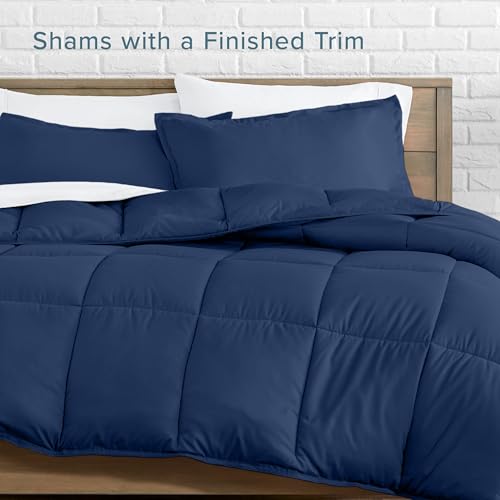 Bare Home Queen Comforter Set - 1800 Ultra Soft (Queen, Dark Blue) - image 9