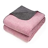 Kuscheldecke Wendedecke | Edele und kuschelig weiche TV-Decke | Sofadecke zertifziert nach Öko-Tex 100 | Die Decke ist Made IN Europe | 150x200 cm - Altrosa-Anthrazit