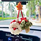 96CRVFT Cute Crochet Pine Tree Santa Claus Christmas Hanging Plant for Car Accessories, Xmas Decor Rear View Mirror Hanging Ornament for Women and Men, Handmade Cute Car Decor Accessories Gift.