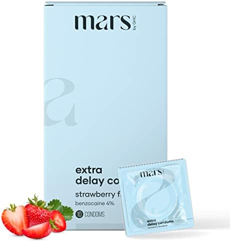 mars by GHC Strawberry Flavored Delay Condoms for Men - Pack of 1 Medium