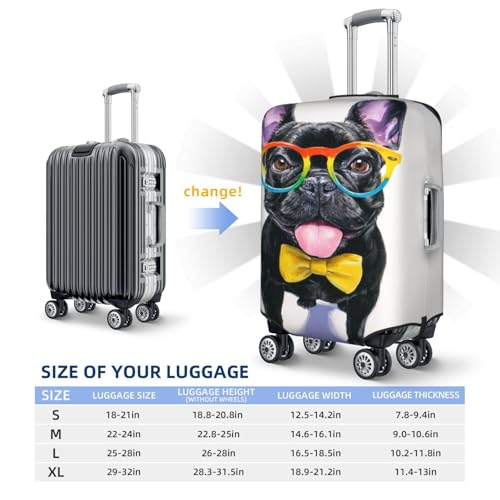 Bulldog Wearing Colorful Glasses Elastic Travel Luggage Covers Dustproof Scratch-Resistant Suitcase Protector Fit 22-24 Inch4