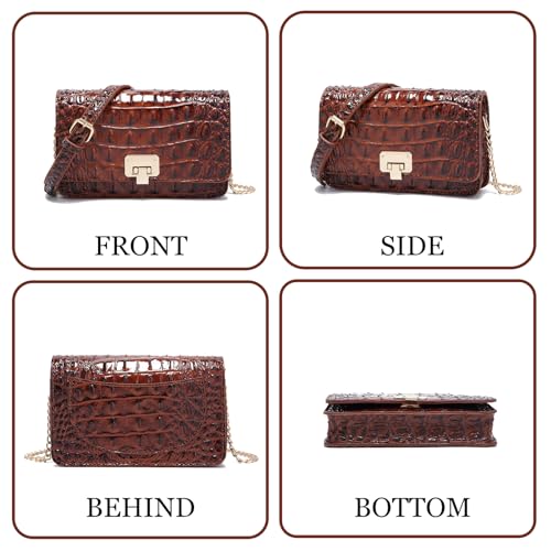 Image of Makcr Joacbv Small Crocodile Crossbody Cell Phone Purse for women Vegan Leather Clutch Wallet with Leather Shoulder Strap | Small