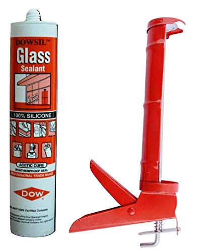 Image of Dowsil Glass Sealant & Half Round Gun-1+1 pc Combo with 2 nozzles Clear Sealant, Silicone, Pack of 1