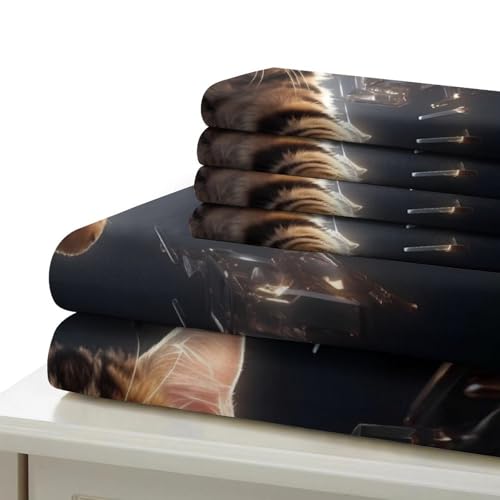 Housse de Couette Chat 3D Anti-acarien avec Fermeture Éclair Élite