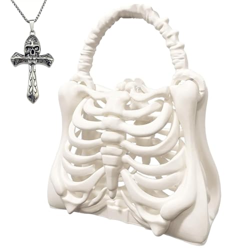 Sac squelette imprimé en 3D et son collier, cadeau gothique idéal