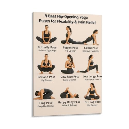 Hip Opening Yoga Poses Wall Art 24x36in Canvas