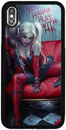 Harley Quinn Theme Case for iPhone Xs Max Comic TPU Silicone Gel Edge + PC Bumper Case Skin Protective Printed Phone Full Protection Cover