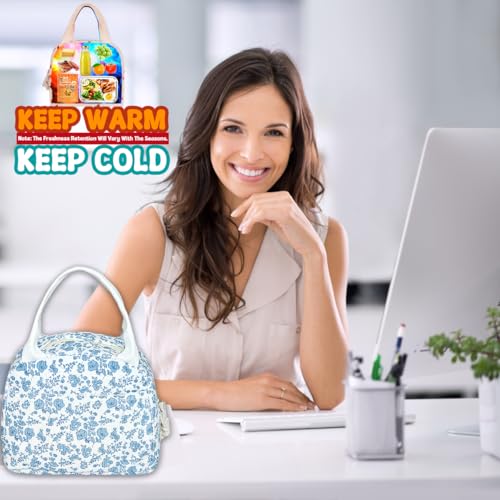 Image of Lunch Box for Women, Reusable Insulated Lunch Box Floral Tote Bags Corduroy Totes for Women Office Work Travel Picnic