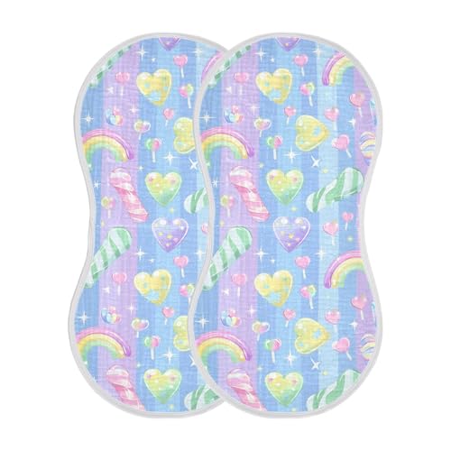 Cane Candy Cartoon Cotton Baby Muslin Burp Cloths Easy Care Baby Burp Rags for Babies boy and Girl Set of 2, 22x11in