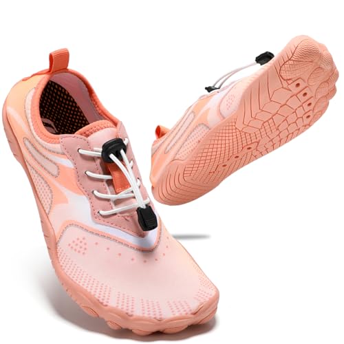 STQ Womens Water Shoes Quick Dry Aqua Shoes Barefoot Shoes for Beach Swimming Surf Pink 6 UK