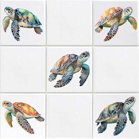 Sea Turtles Pack of 15 Vinyl Tile Stickers Bathroom Cover