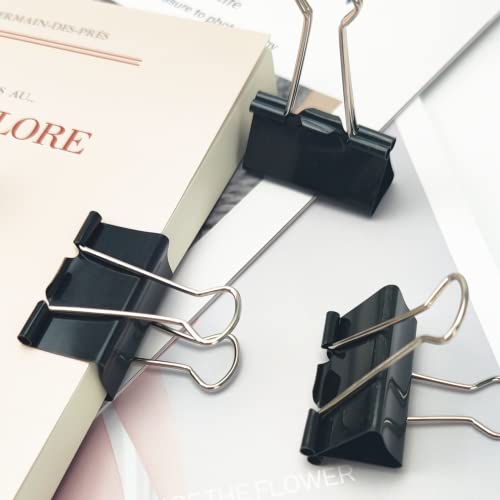 Image of OWLKELA 40 Pcs Binder Clips, 1.6 inch, Black | Large Paper Clamps, Paper Binder Clip, Ideal for Office, Home and School Supplies