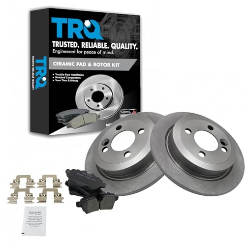 Image of TRQ Rear Ceramic Brake Pad and Rotor Set