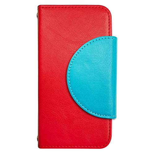 sslink iPhone17 Pro Max アイフォン17プロマックス 対応 ケース 手帳型 スマホケース 半月(ブルー) ベルト きせかえ belty おしゃれ (カバー色レッド) ダイアリータイプ 横開き カード収納 フリップ カバー スマートフォ