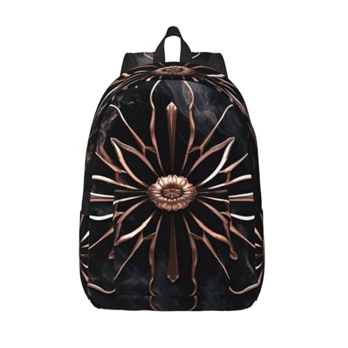 Mochila de trabajo con mármol negro y oro rosa para la oficina y la universidad
