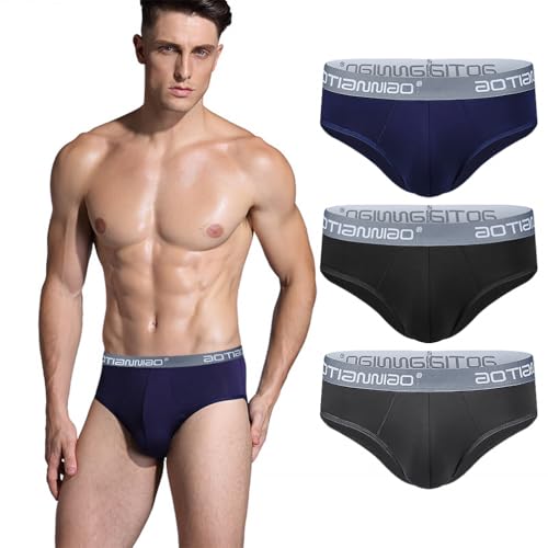 Image of GUSTAVE 3 Pack Men's Underwear Briefs - Comfort-Fit Spandex & Fiber Blend Men Underwear Elastic Waistband Seamless,Skin-Friendly Size 2XL for 35-39 inch Waist