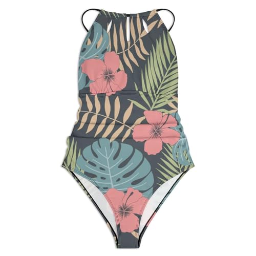 Maillot de bain silhouette sculptée et motif feuille rétro chic