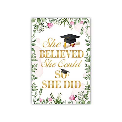 Meltelof She Believed She Could So She Did Garden Flag Girls High School College Graduation Porch Outdoor Home Decor Class Of 2022 2023 Garden Flag Double Sided 12X18Inch #TOP3