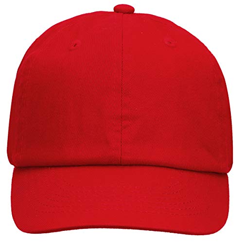 Kids Boy Girl Baseball Cap Hat Washed Low Profile 100% Cotton Soft Lightweight Adjustable Size (2-5 Years, Red) #TOP1