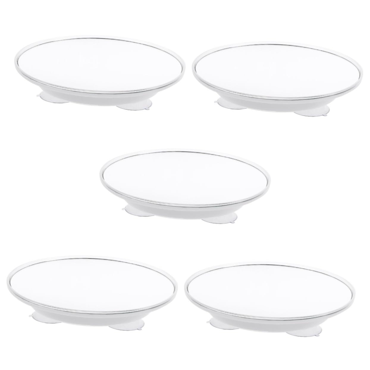 5 Piezas Espejo De Vanidad con Ventosa Espejos Magnificado para Aumento Aumentar Baño Forma De Tocador Lupa Condujo Muro De Plata
