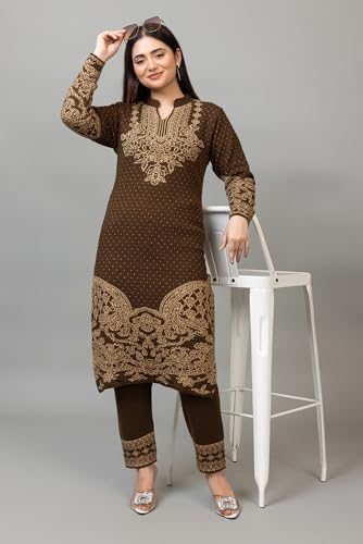 Image of ColorChakra Woolen Kurta Palazzo Set for Womens Winter wear Wool Kurti Sizes M to 4XL