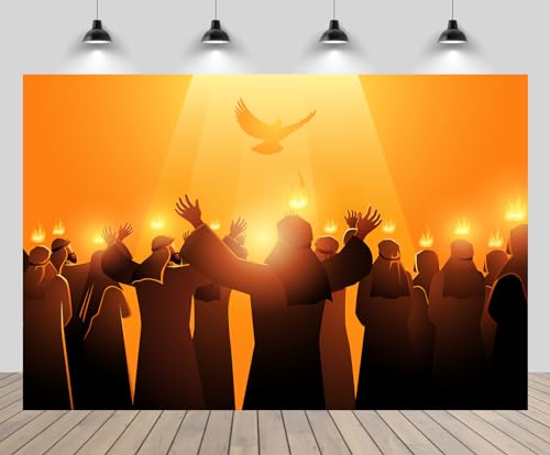 CHNYWORK 7x5ft Pentecost Backdrop Holy Spirit Bird Whit Sunday Biblical Story Whitsunday Jesus Christ Believer Pray Background Jesus Christian Party Church Decor Photo Props Wallpaper