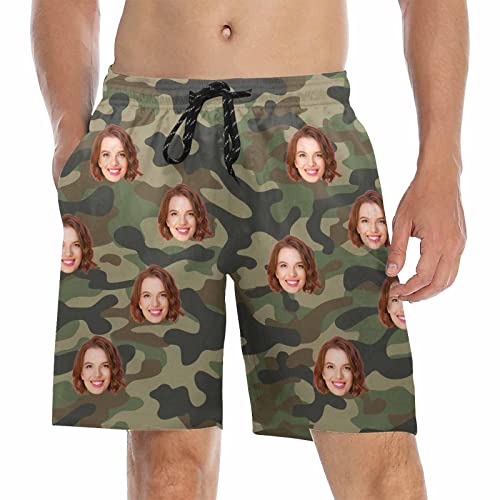 Personalized Swim Trunks with face Custom Photo Gifts Swim Shorts for Men Customized Novelty Beach Board Short for BF
