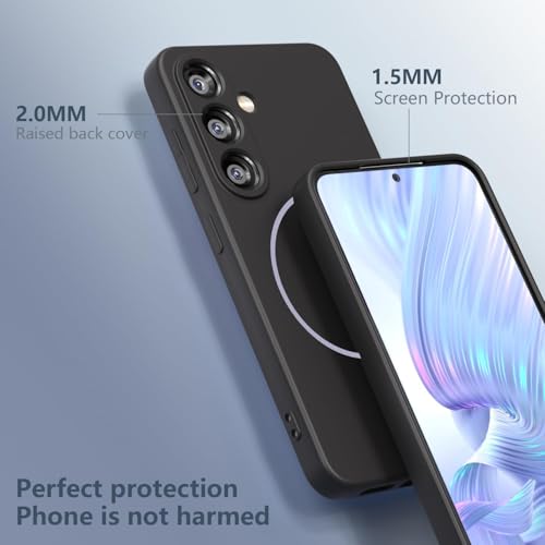 Image of DIZORO Microfiber Candy Case Compatible for Samsung S26 5g Magnetic Silicone Case, Compatible with MagSafe Shockproof, Slim, Anti-Scratch Soft Non-Slip Body Protective Back Cover (Black)