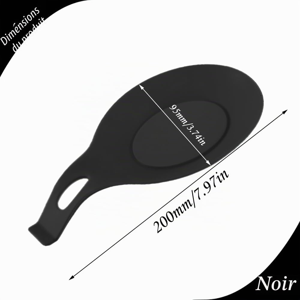 Repose cuillère en Silicone Multifonction Cuisine Noir