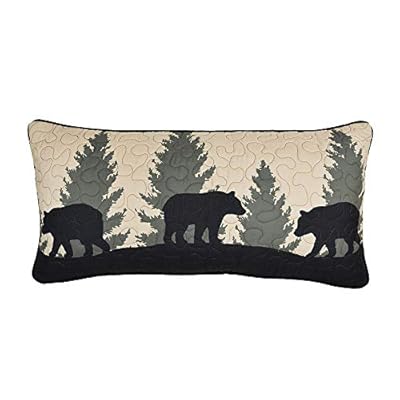 Donna Sharp Throw Pillow - Bear Walk Plaid Lodge Decorative Throw Pillow with Bear Pattern - Rectangular