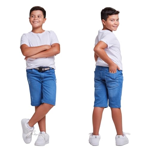 Bermuda Infantil Sarja Masculino (Jeans Médio, 4)