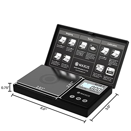 Maxus Precision Digital Gram Scale 200G X 0.01G, Elite Pocket Scale, Mini Scale, Food Scale, Black Jewelry Scale, Upgrade Shell Design, Easy To Carry, Great For Travel #TOP2
